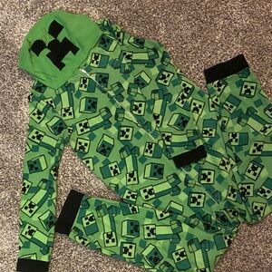 Kids Minecraft Creeper Onesie Pajamas